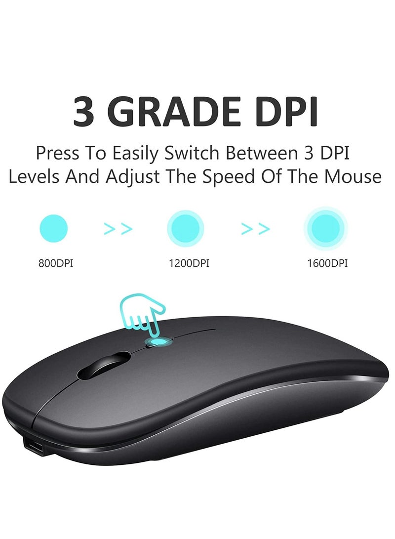 Wireless Mouse Rechargeable Compatible with Bluetooth 2.4G Slim Dual Mode Cordless 800/1200/1600 DPI Silent Computer Mice USB Type C Receiver PC Laptop - Image 5