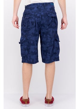 CROSSHATCH Men Micro Dots Cargo Shorts, Navy Blue  - Image 4