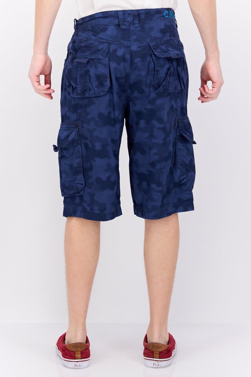 CROSSHATCH Men Camouflage Combat Cargo Shorts, Navy Blue - Image 4