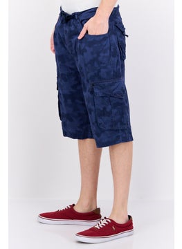 CROSSHATCH Men Micro Dots Cargo Shorts, Navy Blue  - Image 3