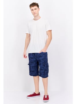CROSSHATCH Men Micro Dots Cargo Shorts, Navy Blue  - Image 2