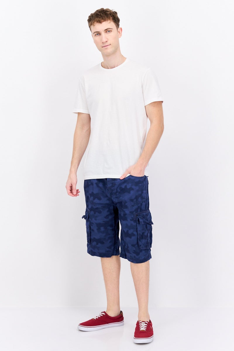 CROSSHATCH Men Camouflage Combat Cargo Shorts, Navy Blue - Image 2