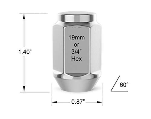 StanceMagic 20pcs 1/2-20 Lug Nuts Bulge Closed End - Cone Acorn Seat, 3/4" 19mm Hex - Compatible with Ford Mustang Explorer Ranger F100 F150 Econoline Dodge Ram 1500 - Chrome Silver, 1.4in Length - Image 3