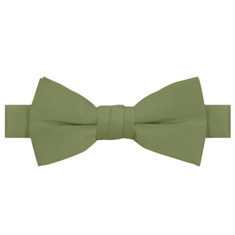 Jacob Alexander Boy's Kids Pretied Banded Adjustable Solid Color Bowtie - Olive - Image 5