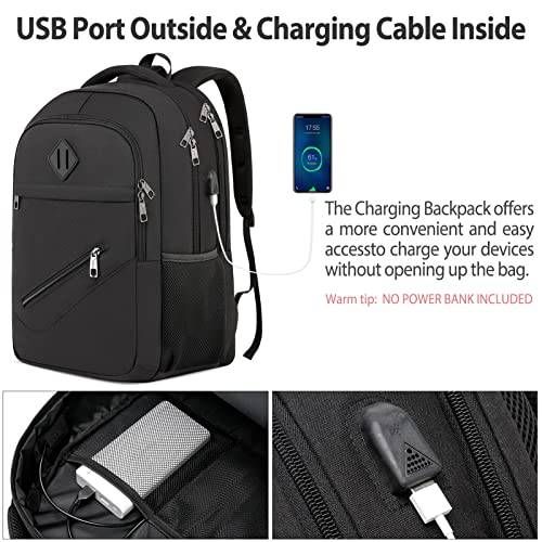 BIKROD Backpack for Men and Women, School Backpacks for Teen Boys Girls, Water Resistant Sturdy Anti Theft Travel Laptop Backpack, Black Student Bookbag Fits 15.6 Inch Laptop with USB Charging Port, Gifts - Image 4