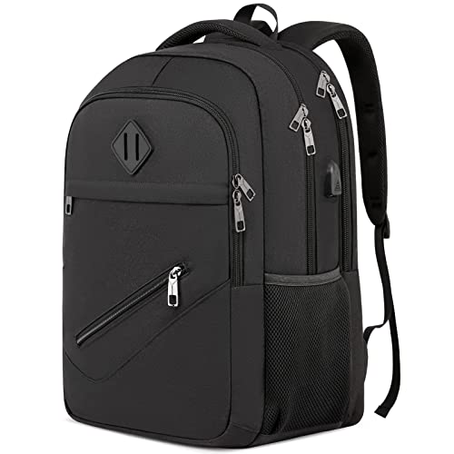 BIKROD Backpack for Men and Women, School Backpacks for Teen Boys Girls, Water Resistant Sturdy Anti Theft Travel Laptop Backpack, Black Student Bookbag Fits 15.6 Inch Laptop with USB Charging Port, Gifts - Image 1
