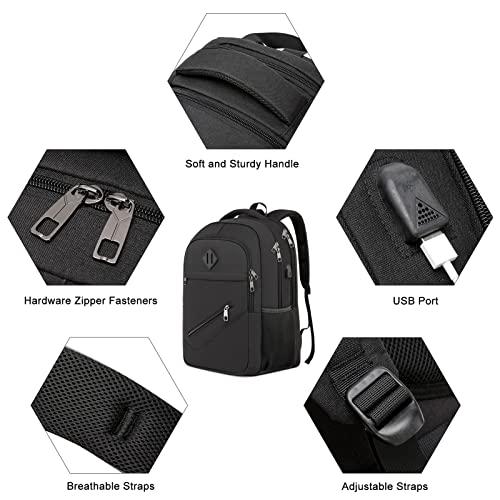 BIKROD Backpack for Men and Women, School Backpacks for Teen Boys Girls, Water Resistant Sturdy Anti Theft Travel Laptop Backpack, Black Student Bookbag Fits 15.6 Inch Laptop with USB Charging Port, Gifts - Image 3