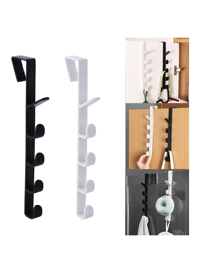 Bukela Long Row Of Hooks Behind The Door, Load-bearing 10kg Vertical Five-hook Nail-free Door Hook Wall-mounted Storage Rack Multi-function Door Storage Hook (white) Suitable for Hanging Backpacks, Bags, Wallets, Jams, Scarves and Keys. - Image 2