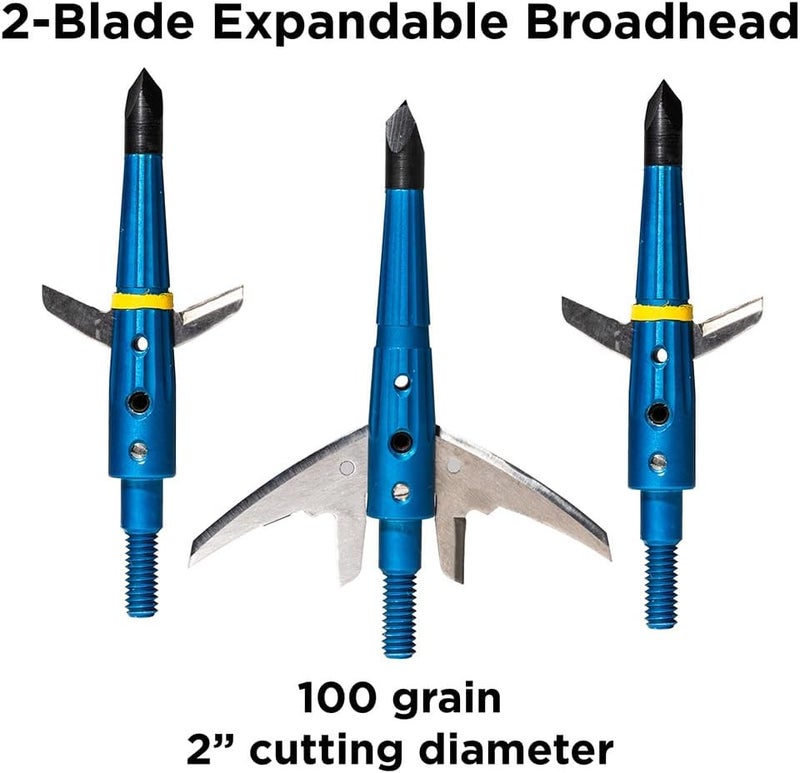 Swhacker Store Levi Morgan Series 2-Blade Broadheads, 100 Grain, 2.0″ Cut, 4-Pack | Speed-Friendly, Accurate Hunting Broadheads - Image 3