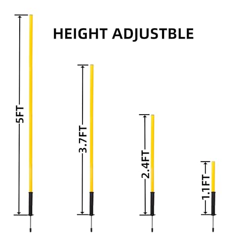 Nbguigdstr 5FT Agility Poles for Soccer,Basketball,Football,Dog,Horse Training-Adjustable Speed and Agility Training Equipment Sports Training Sticks with Ground Spring Nails and Storage Bag (4, Yellow) - Image 3