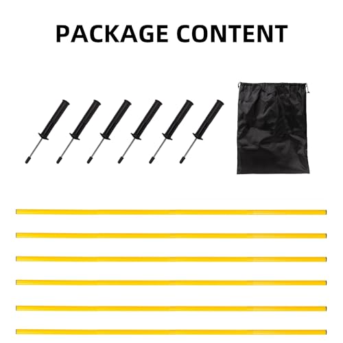 Nbguigdstr 5FT Agility Poles for Soccer,Basketball,Football,Dog,Horse Training-Adjustable Speed and Agility Training Equipment Sports Training Sticks with Ground Spring Nails and Storage Bag (4, Yellow) - Image 2