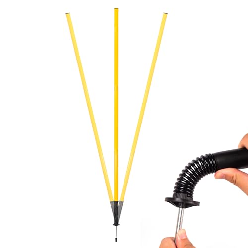 Nbguigdstr 5FT Agility Poles for Soccer,Basketball,Football,Dog,Horse Training-Adjustable Speed and Agility Training Equipment Sports Training Sticks with Ground Spring Nails and Storage Bag (4, Yellow) - Image 4