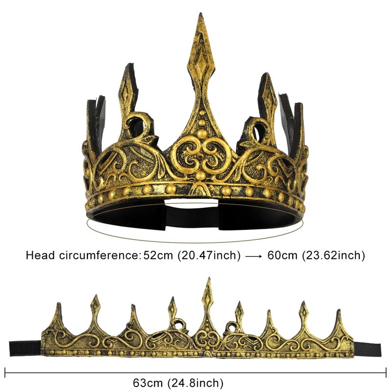 Servllcell Gold Neptune Poseidon Trident and Gold King Crowns,Plastic Trident Staff Foam Crowns Cosplay Set,Halloween Costume Accessory Props - Image 4