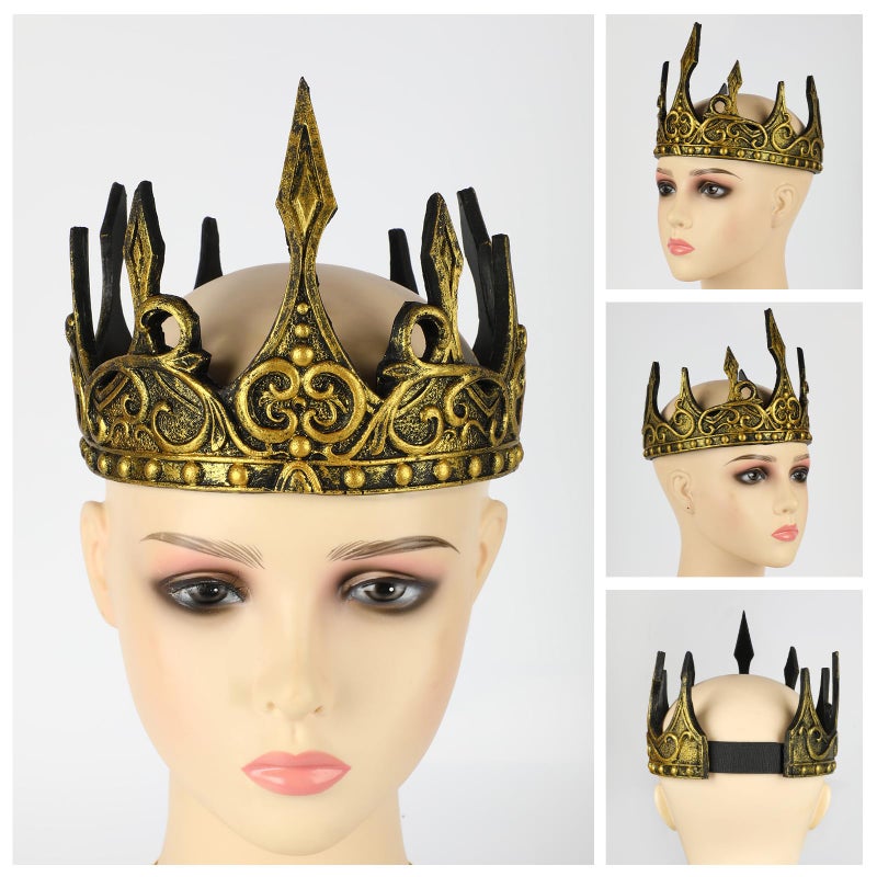 Servllcell Gold Neptune Poseidon Trident and Gold King Crowns,Plastic Trident Staff Foam Crowns Cosplay Set,Halloween Costume Accessory Props - Image 3