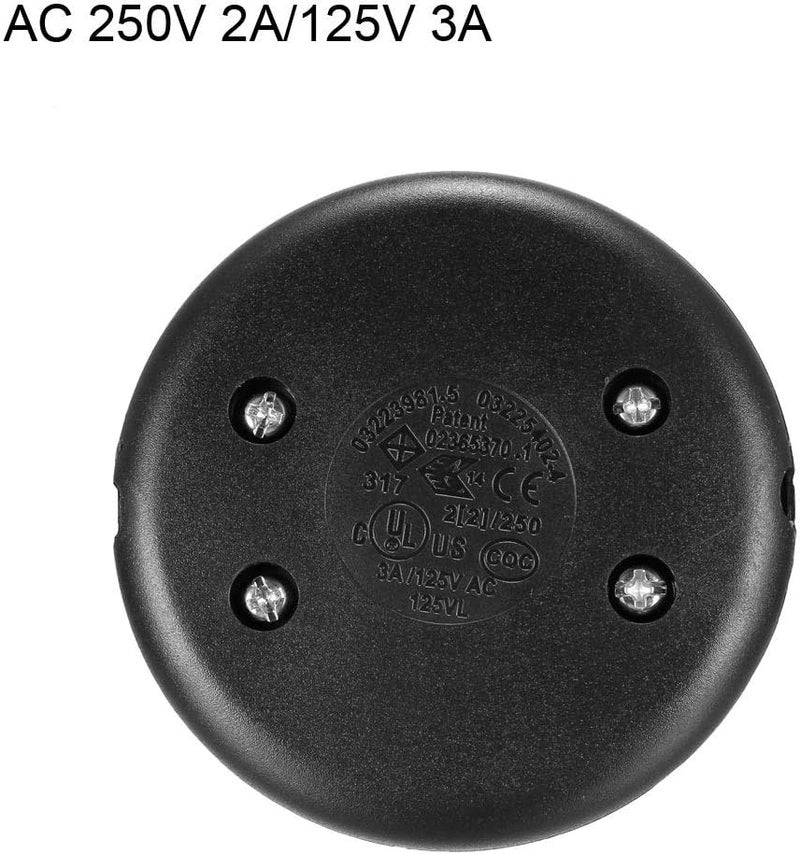 uxcell مفتاح دواسة القدم بالضغط مع قفل داخلي، 250 فولت 2 أمبير / 125 فولت 3 أمبير، مفتاح تحكم ضوء مصباح دائري باللون الأسود - Image 4