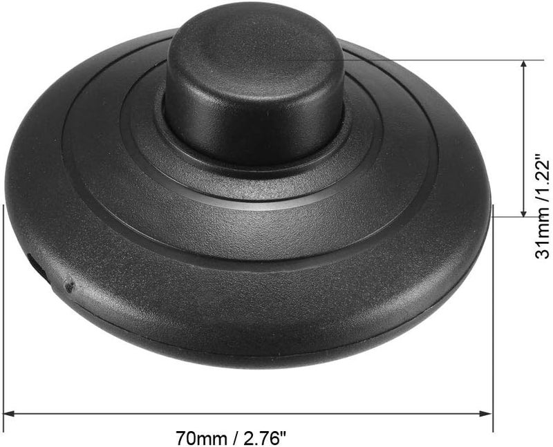 uxcell مفتاح دواسة القدم بالضغط مع قفل داخلي، 250 فولت 2 أمبير / 125 فولت 3 أمبير، مفتاح تحكم ضوء مصباح دائري باللون الأسود - Image 2