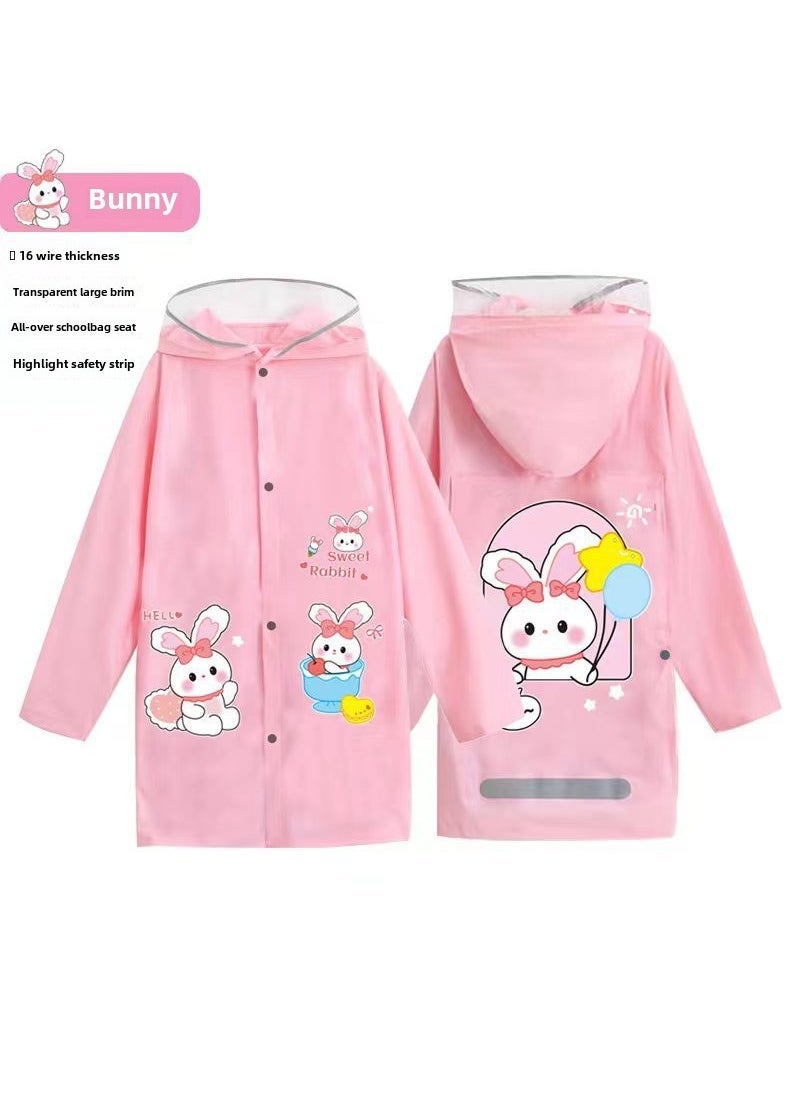 Generic Wholesale primary and secondary school boys and girls Big schoolbag baby bunny poncho thickened long kindergarten children raincoat 705 pink pvc upgrade big brim
