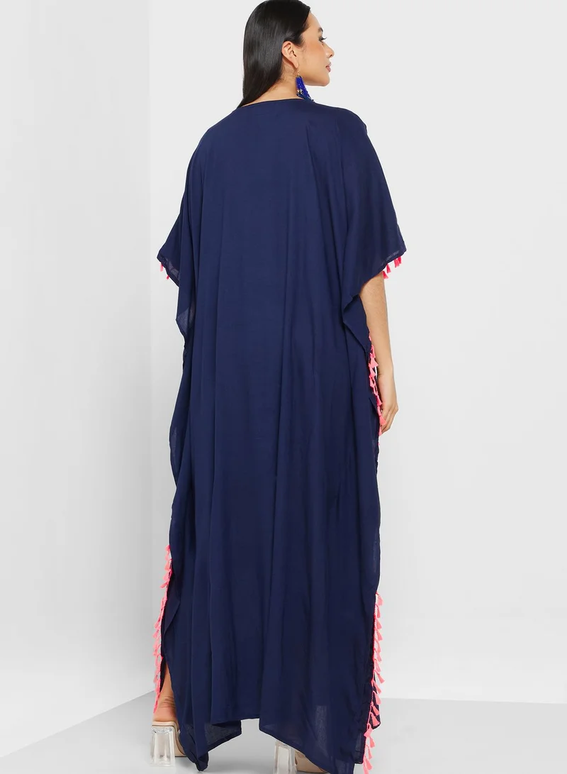 ARABIAN CLOSET Embroidered Flared Sleeve Kaftan