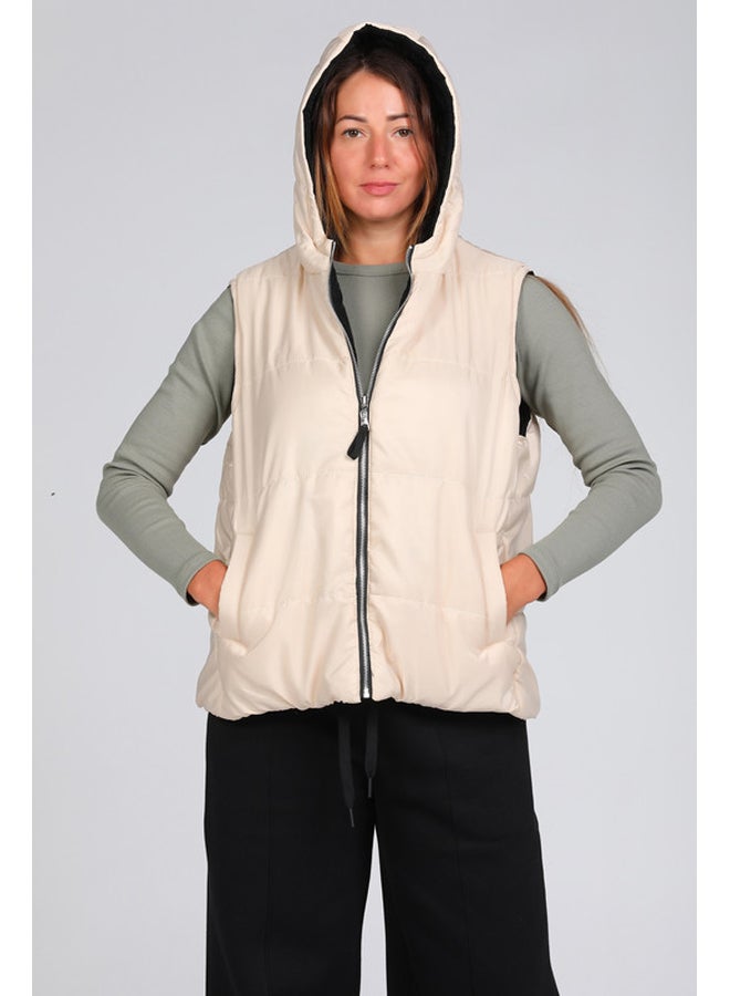 Marco Bergamo Women's vest double face beige and black - Image 1