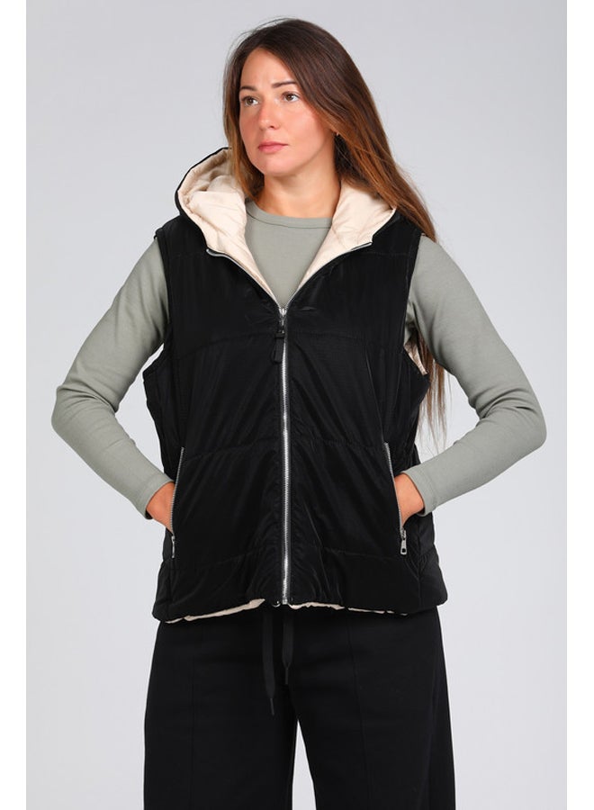 Marco Bergamo Women's vest double face beige and black - Image 3