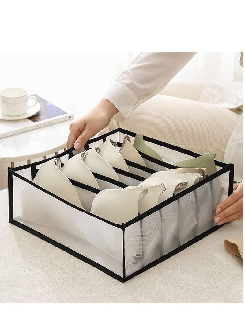 TYCOM Foldable Storage Boxes Bra Underwear Closet Organizer Foldable Container Case Drawer Divider for Necktie Bra Sock Underwear Organizer Home Closet Organizer Boxes Storage (3PCS Black) - Image 1