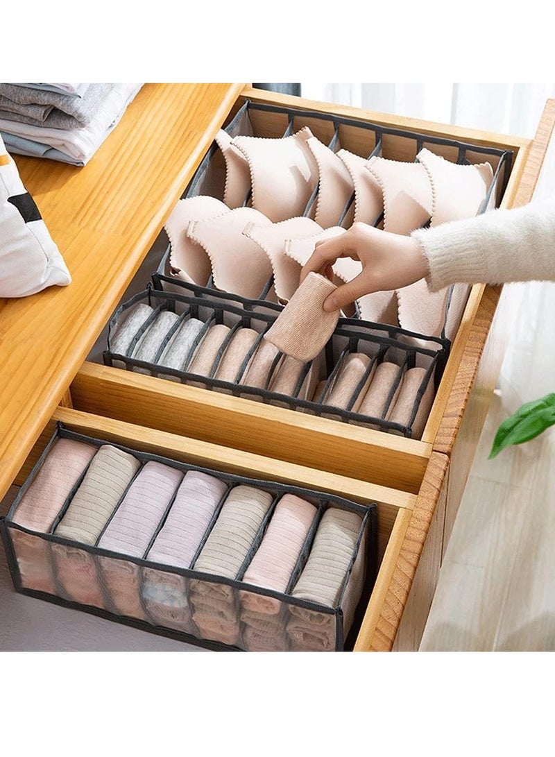 TYCOM Foldable Storage Boxes Bra Underwear Closet Organizer Foldable Container Case Drawer Divider for Necktie Bra Sock Underwear Organizer Home Closet Organizer Boxes Storage (3PCS Black) - Image 4