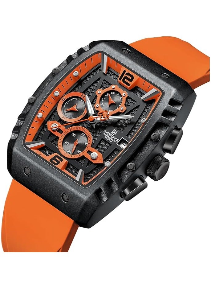 NAVIFORCE Waterproof Chronograph Sport Watch for Men, with Auto Date Quartz Wrist Watch, Colorful Silicone Band NF8025 - Image 2