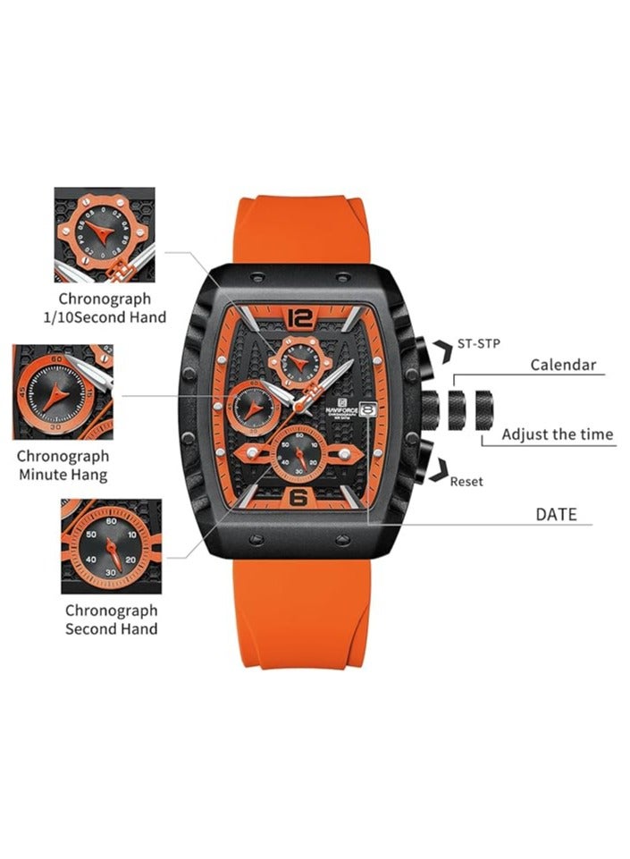 NAVIFORCE Waterproof Chronograph Sport Watch for Men, with Auto Date Quartz Wrist Watch, Colorful Silicone Band NF8025 - Image 4