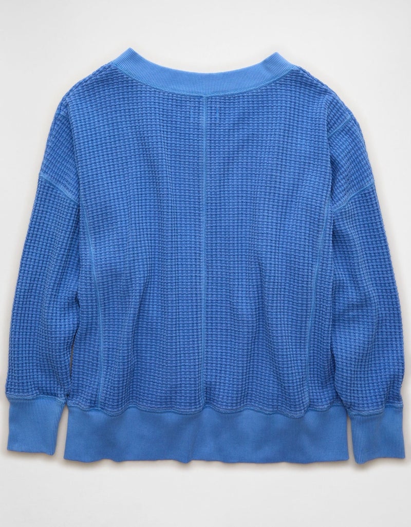 American Eagle AE Big Hug V-Neck Waffle Sweatshirt - Image 5