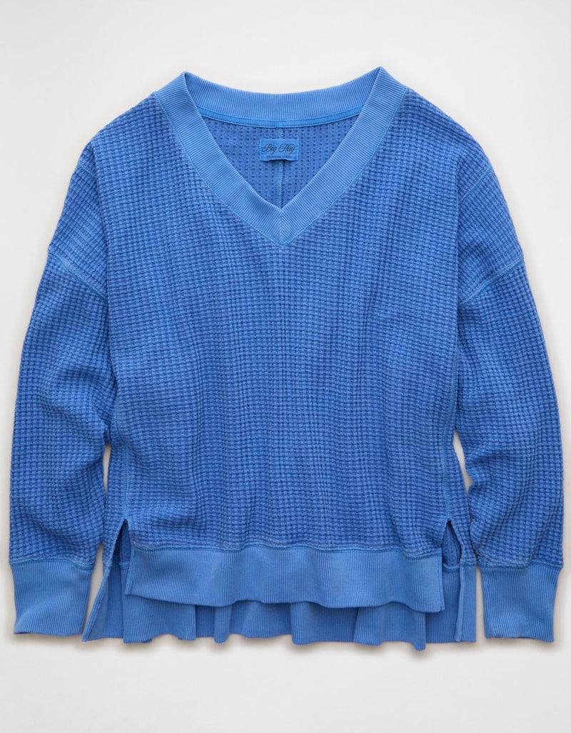 American Eagle AE Big Hug V-Neck Waffle Sweatshirt - Image 4