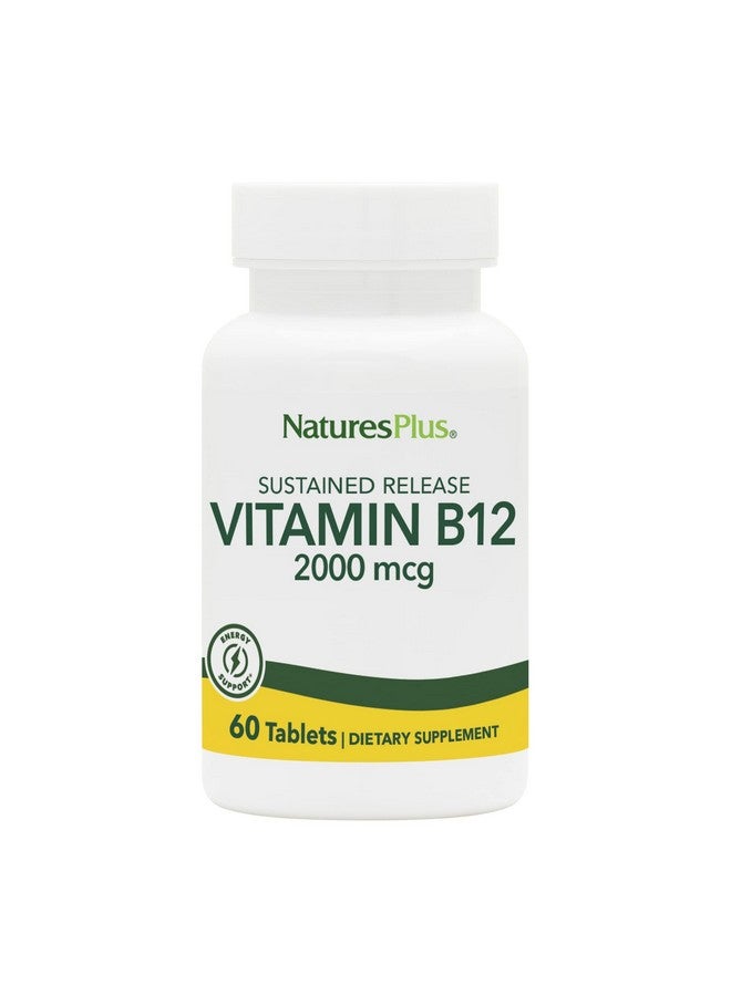 Nature's Plus فيتامين ب12 من ناتشرز بلس (ميثيلكوبالامين) إصدار مستدام 2000 ميكروغرام 60 قرص نباتي عالي الفعالية لدعم خلايا الدم الحمراء معزز طبيعي للطاقة خالي من الغلوتين 60 حصة - Image 2