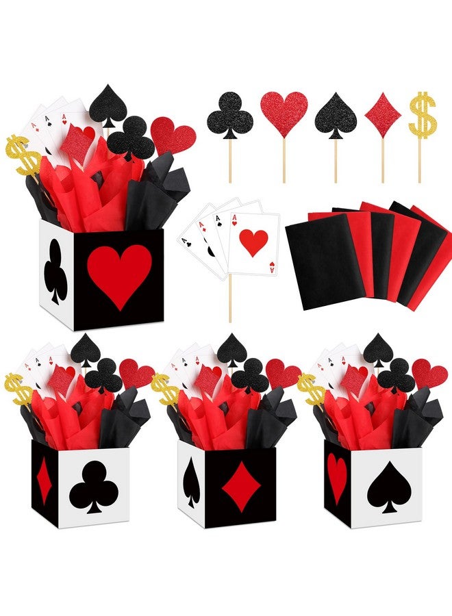 Zhanmai Zhanmai 12 Sets Casino Party Decorations Casino Favor Boxes (6 x 6 x 6 In) Casino Centerpiece Sticks Casino Themed Party Supplies Game Night Decorations for Birthday Party Centerpieces - Image 1