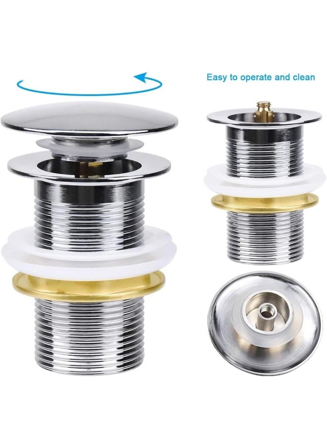 1 1/4 Inch Universal Basin Sink Waste Push Button Design Pop Up Waste With Height 120Mm Drain Valve Set Chrome Plated With Overflows For Bathroom Washbasin Sink Basin Seals