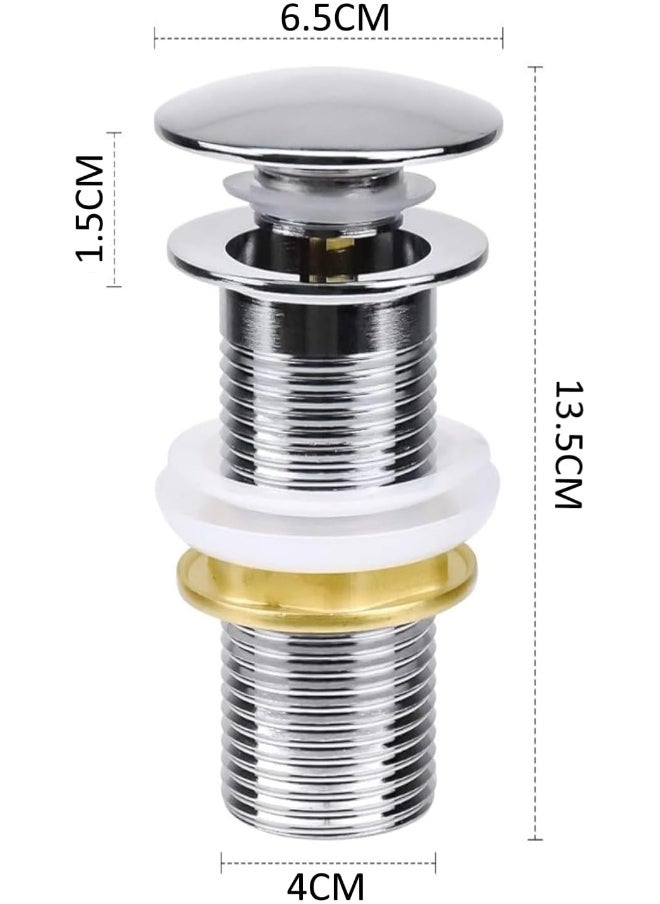 1 1/4 Inch Universal Basin Sink Waste Push Button Design Pop Up Waste With Height 120Mm Drain Valve Set Chrome Plated With Overflows For Bathroom Washbasin Sink Basin Seals
