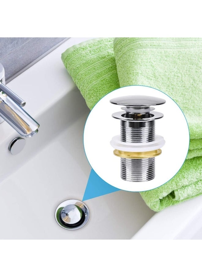 1 1/4 Inch Universal Basin Sink Waste Push Button Design Pop Up Waste With Height 120Mm Drain Valve Set Chrome Plated With Overflows For Bathroom Washbasin Sink Basin Seals