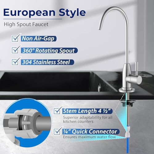 Shapure Premium 304 Grade Steel Faucet for RO Water Purifier | 100% Lead-Free | Enhance Your Water Filtration Experience (Faucet SS304) - Image 2