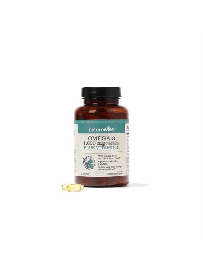 NatureWise أوميغا 3 بتركيز عالٍ 1000 ملغ مع 600 ملغ EPA و400 ملغ DHA وفيتامين E - مكمل لدعم القلب والدماغ والعين والمفاصل والعظام والمناعة للرجال والنساء، 60 حبة - إمداد لمدة 30 يومًا - Image 5