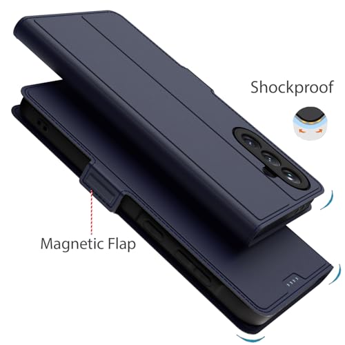 Kapa Noble Slim Magnetic Leather Flip Case Cover for Samsung Galaxy A56 | Card Holder Stand Flip Wallet Case (Blue) - Image 4