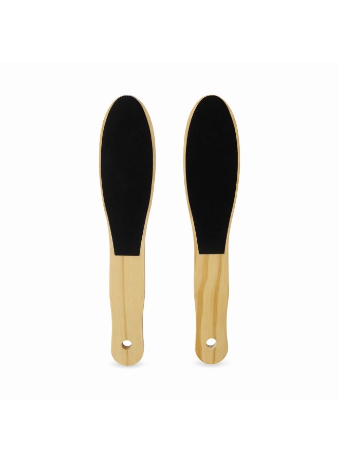 No Label Double Sided Foot File Callus Remover with Wooden Handle – Pedicure Pumice Stone Foot Scrubber for Dead Skin and Rough Heels, Small Portable Foot Care Tool - Image 2