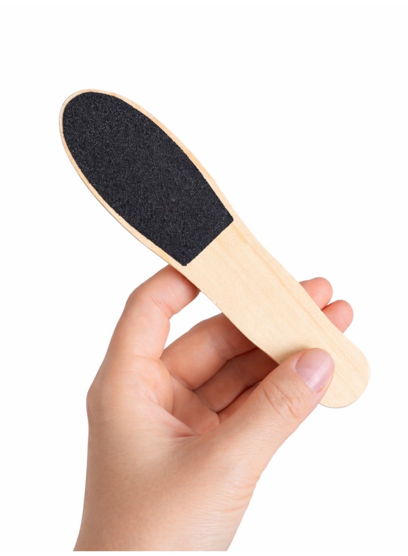 No Label Double Sided Foot File Callus Remover with Wooden Handle – Pedicure Pumice Stone Foot Scrubber for Dead Skin and Rough Heels, Small Portable Foot Care Tool - Image 3
