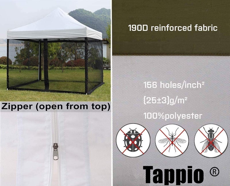 Tappio شبكة بعوض مع سحاب للتخييم الخارجي شبكة بعوض قابلة للتخصيص جدار شاشة خارجية شبكة بعوض لبيت الجازبو والخيمة 10 × 10 - Image 5