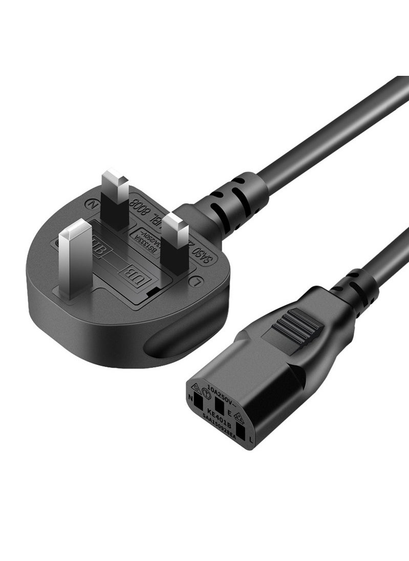 ماركة غير محددة - سلك طاقة بريطاني بطول 4.92 قدم مع مصهر 18AWG 13A/250V لأجهزة الكمبيوتر والشاشات والماسحات الضوئية والطابعات، قابس G ثلاثي السنون من المملكة المتحدة، أسود - Image 1