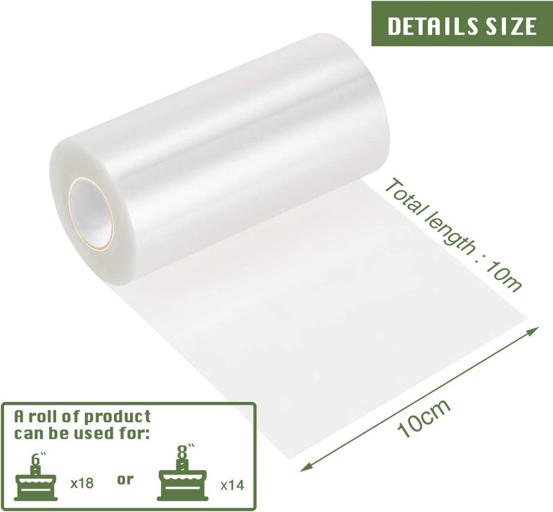 NIERBO Cake Collars 10cm x 10m Mousse Cake Collar Clear Acetate Strips, Transparent Acetate Roll, Mousse Cake Sheet for Chocolate Mousse Baking, Cake Decorating, Cake Sculpting & Modeling Tools - Image 2