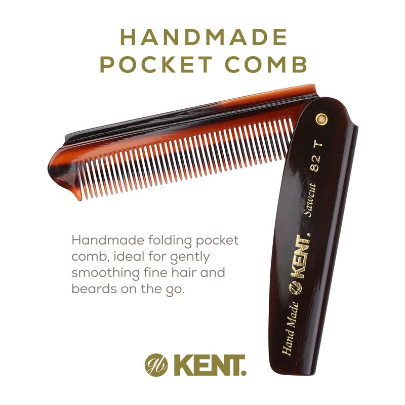 Kent 82T Handmade Folding Pocket Comb for Men, Fine Tooth Hair Comb Straightener for Everyday Grooming Styling Hair, Beard or Mustache, Use Dry or with Balms, Saw Cut Hand Polished, Made in England - Image 3