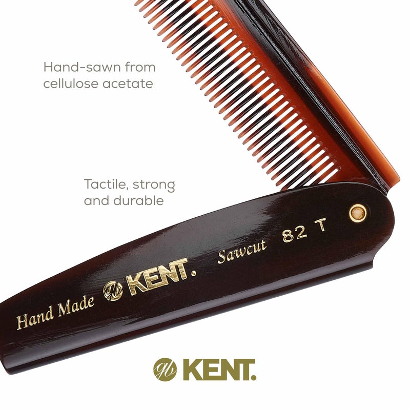 Kent 82T Handmade Folding Pocket Comb for Men, Fine Tooth Hair Comb Straightener for Everyday Grooming Styling Hair, Beard or Mustache, Use Dry or with Balms, Saw Cut Hand Polished, Made in England - Image 5