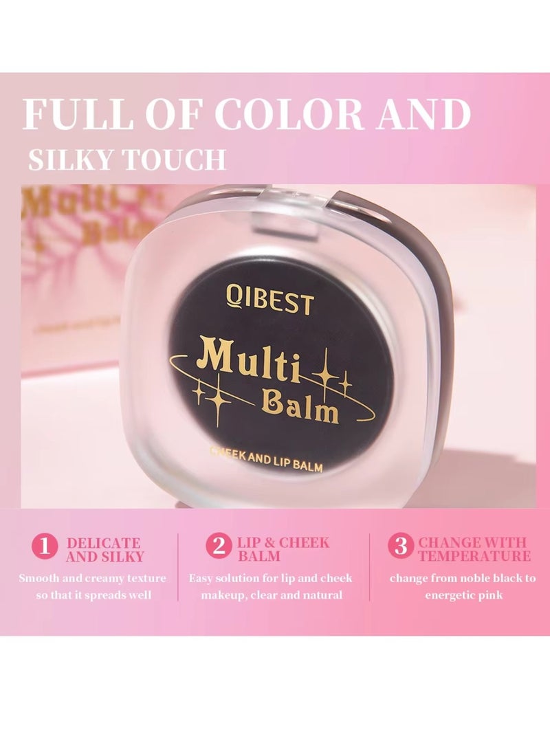 QiBest Multi Balm Multi Use Cheek and Lip Balm 2 in 1 Temperature Color Changing Cheek Blusher and Lip Glaze Smooth Long Lasting Easy Apply Moisturizing Hydrating Lip Color Lipstick and Face Blusher Balm - Image 4