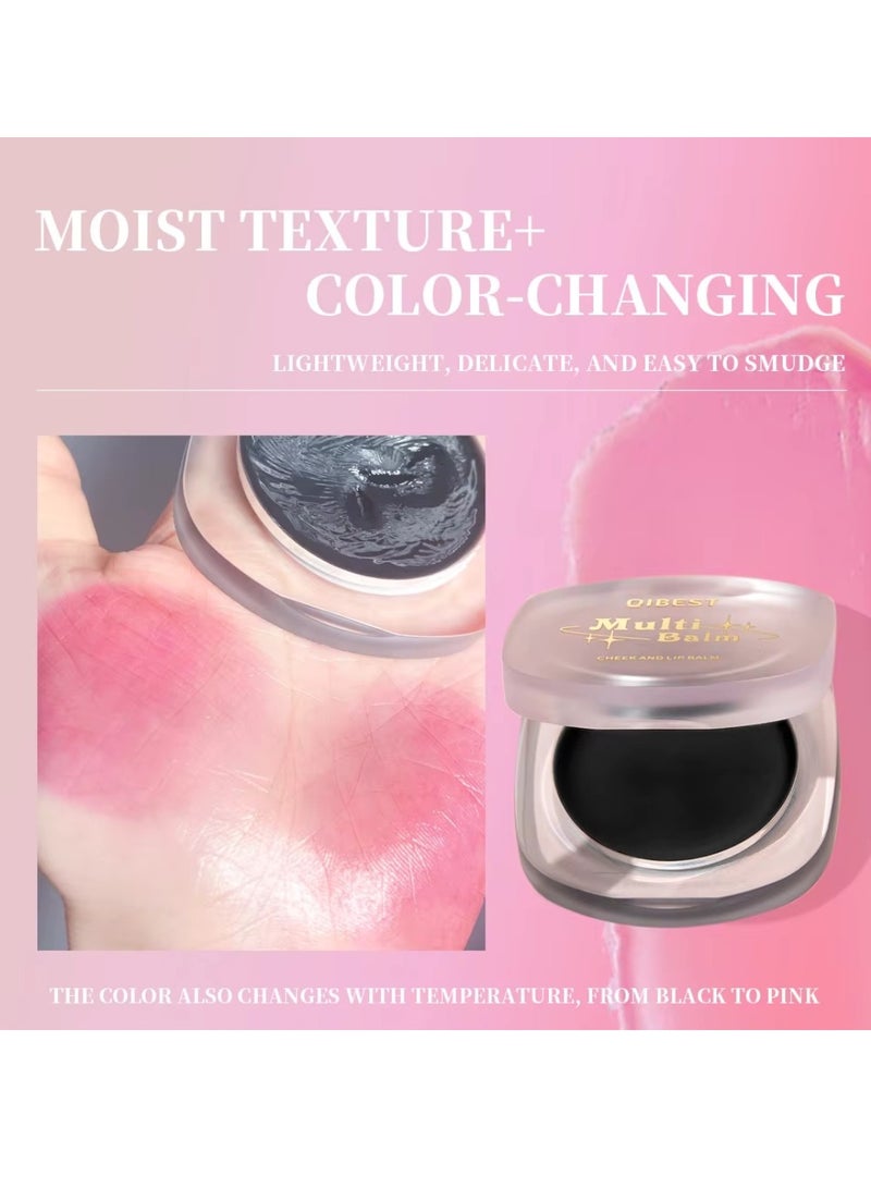 QiBest Multi Balm Multi Use Cheek and Lip Balm 2 in 1 Temperature Color Changing Cheek Blusher and Lip Glaze Smooth Long Lasting Easy Apply Moisturizing Hydrating Lip Color Lipstick and Face Blusher Balm - Image 3