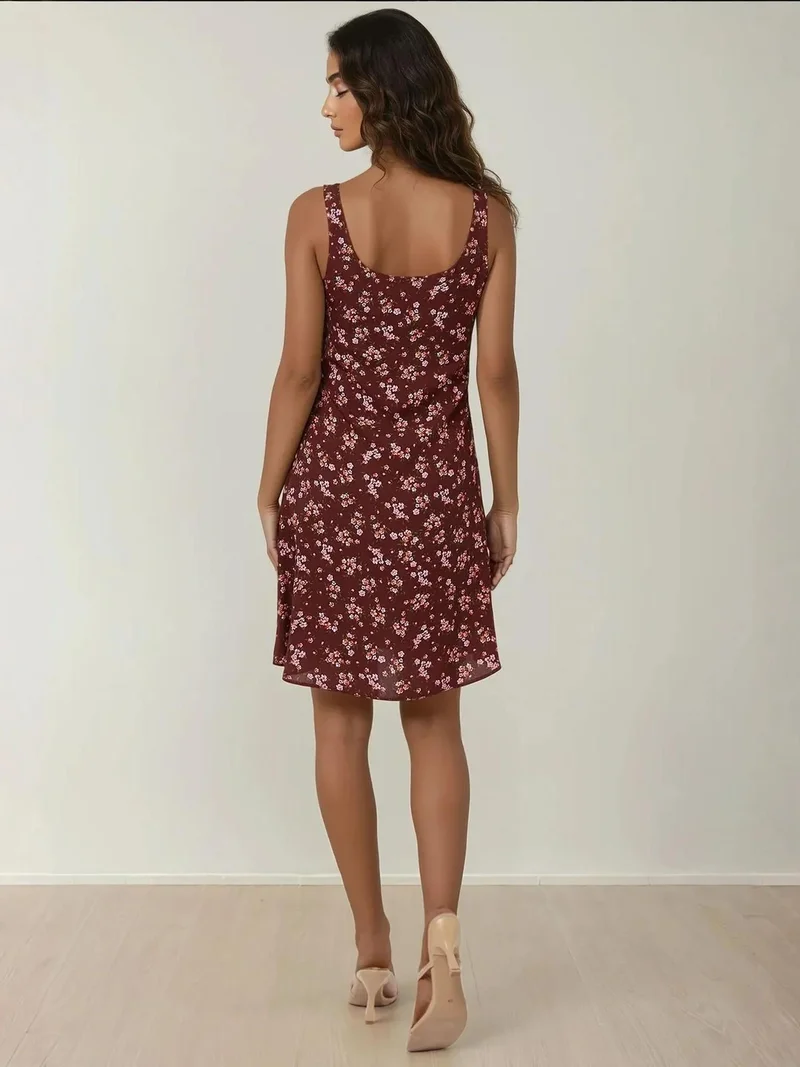 HICCUP Black U Collar Printed Fitted Mini Dress for Women | Best Price UAE