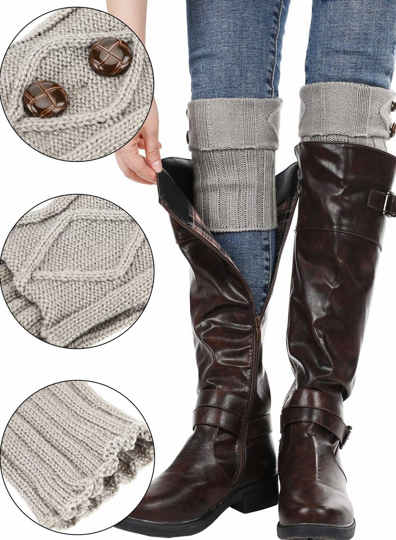 Excefore 6 Pairs Womens Boot Socks Winter Warm Crochet Knitted Cuffs Topper Short Leg Warmers Gifts - Image 2