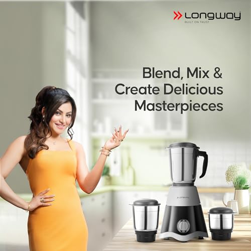 Longway Super Dlx Mixer Grinder | Up to 700 Watt Powerful Motor | 3 Jars for Grinding, Mixing, Juicing | 2 Year Warranty (Black & Gray, 3 Jars) - Image 2